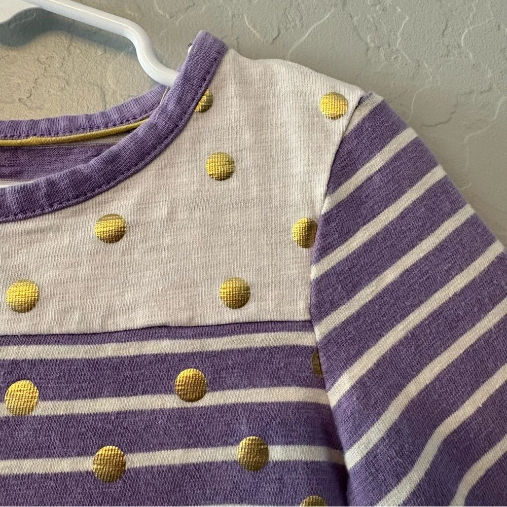 Mini Boden Purple and Cream Striped Dot Pocket Dress